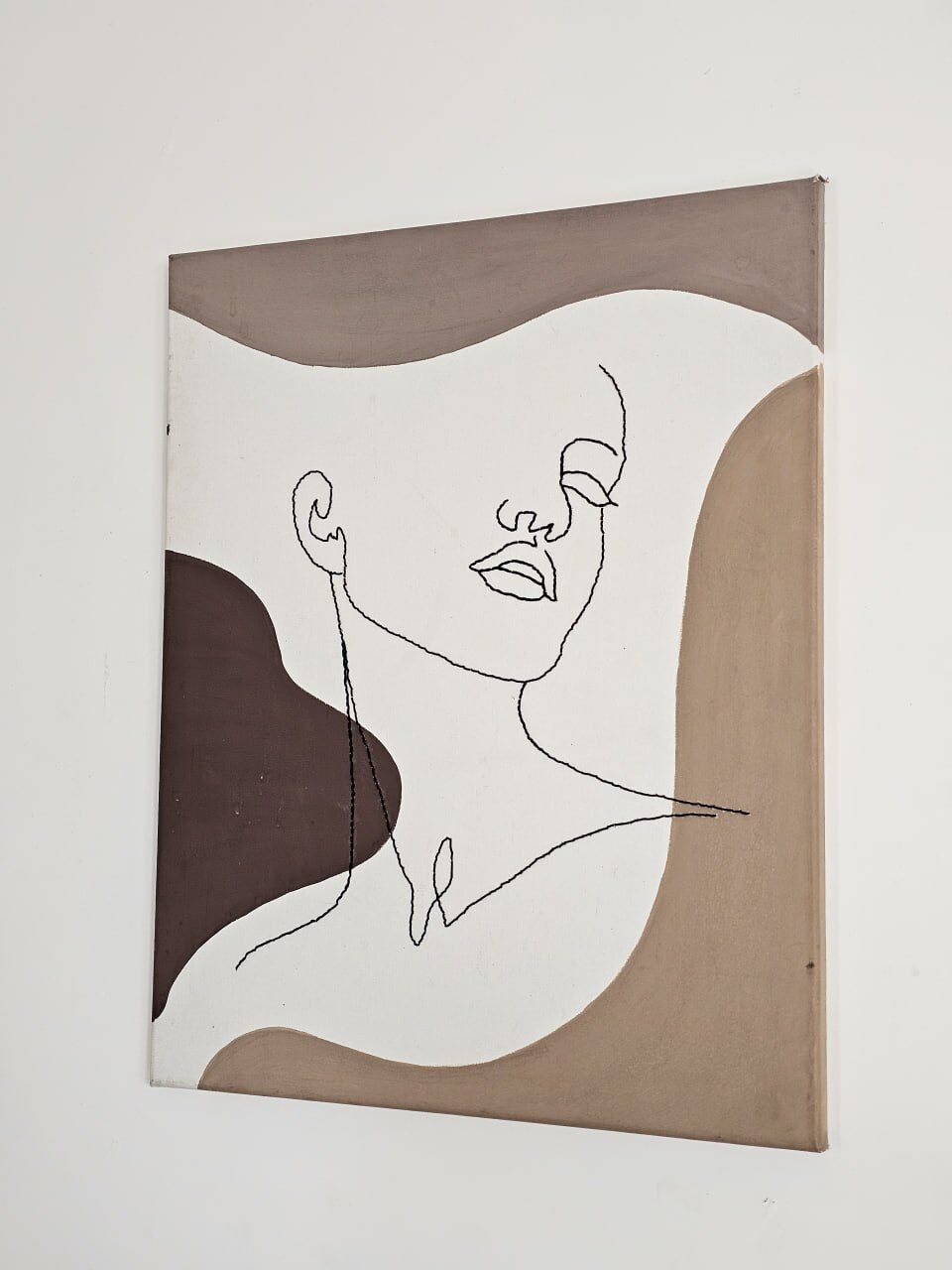 A line-art painting on canvas